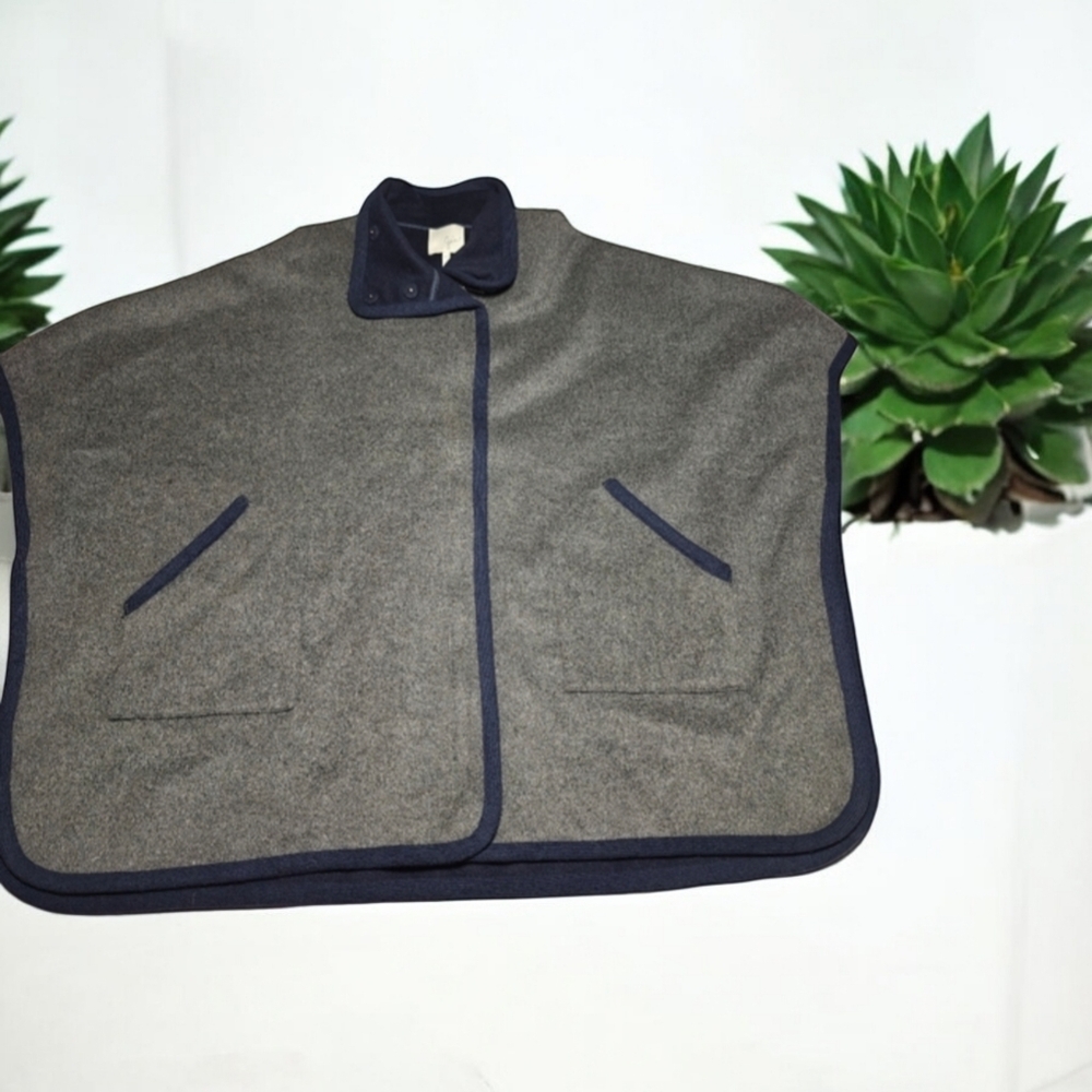 Revolve Joie Kenzie Cape Jacket Oversized Blue Gray Wool Cashmere Blend M/L $598